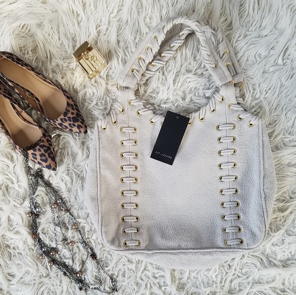 St. John Handbags - NWT ST. JOHN Alabaster Wool Satchel Handbag Tote